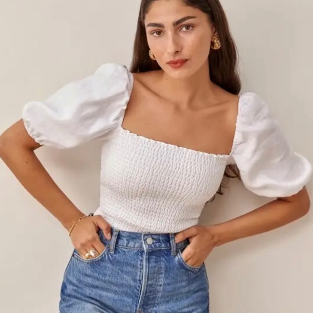 NWT Reformation Mulberry Linen Top, S